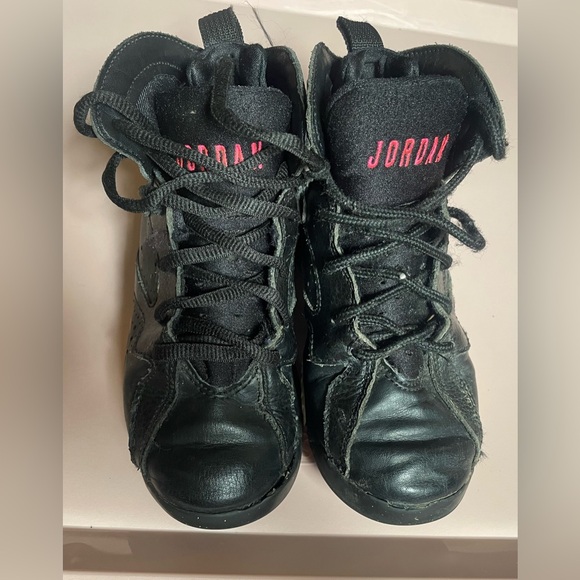 Jordan Retro 7 Black Pink White High-Top Sneakers Girls Size 13C - Picture 1 of 7